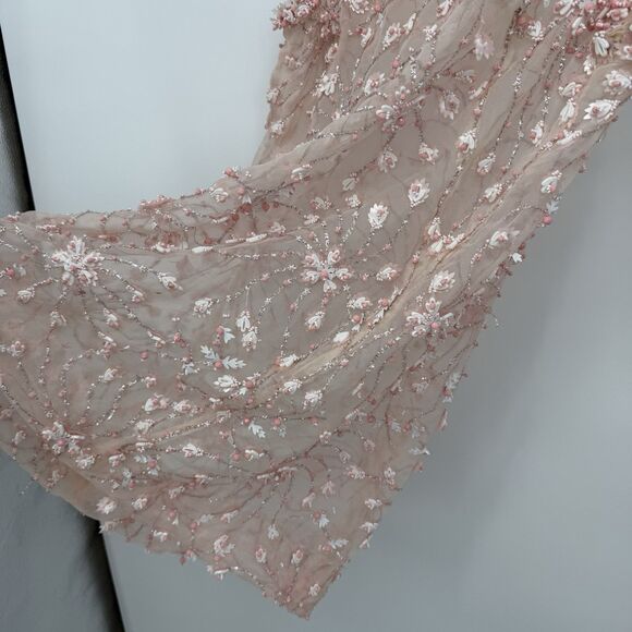 Unbranded Vintage Pink Beaded Sheer Sleeveless Overlay Womens XS-S - Picture 10 of 16